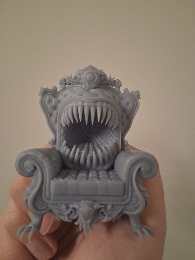 Finished resin print of a chair mimic